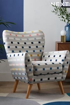 Chunky Stripe Geo Grey Wilson Light Leg Armchair (944760) | £350