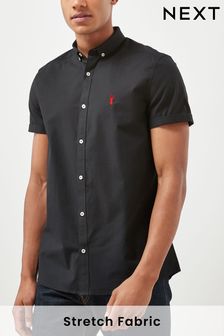 Black Slim Fit Short Sleeve Stretch Oxford Shirt (945294) | £25