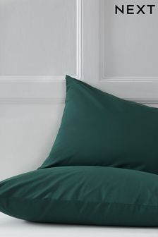 Set of 2 Bottle Green Cotton Rich Pillowcases (947318) | £8 - £10