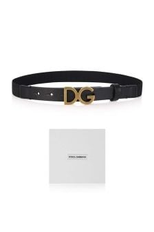 Dolce & Gabbana Kids Boys Black Logo Buckle Belt
