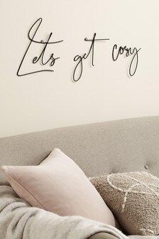 Black Lets Get Cosy Wire Wall Art
