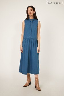 warehouse western midi denim dress