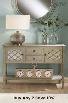 Pacific Lifestyle Dove Grey Mirrored Pine Wood Dresser