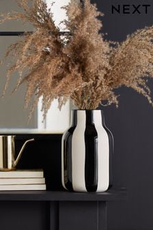 Black/White Meadow Floral Ceramic Vase (964039) | £22
