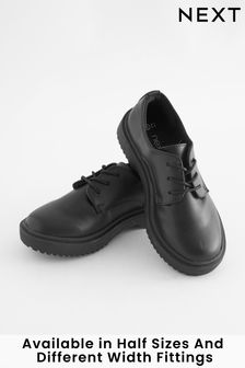 Black Narrow Fit (E) School Chunky Lace-Up Shoes (965502) | £22 - £30