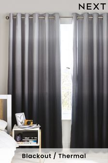 Grey Ombre Eyelet Blackout Curtains (966954) | £40 - £80