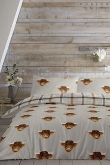 Fusion Yellow Highland Cow Duvet Cover and Pillowcase Set