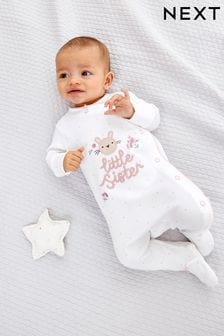 Pink Bunny Little Sister Baby Sleepsuit (0-2yrs) (970482) | £9.50 - £10.50