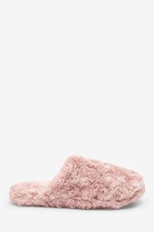 Recycled Faux Fur Mule Slippers