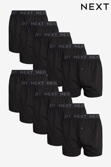 Black 10 pack Loose Fit Pure Cotton Boxers (971566) | £58
