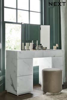 Marble Effect Sloane Glass Regular Console Dressing Table (972163) | £699