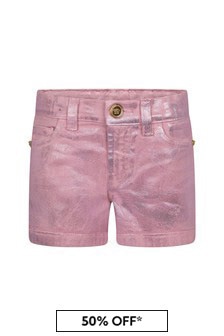 Versace Girls Pink Cotton Shorts