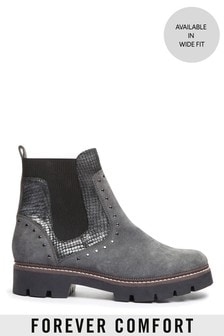 ladies grey heeled boots