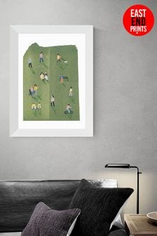 East End Prints Green Minimal Collage Green Park With People by Katy Welsh