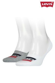 Levi's® Unisex White Sportswear Logo Low Rise Footie Socks Two Pack