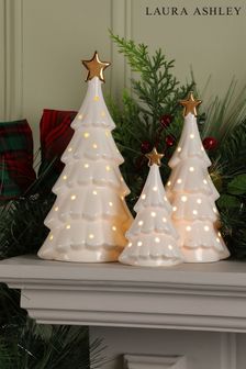 White Light Up LED Set of 3 Ceramic Christmas Trees