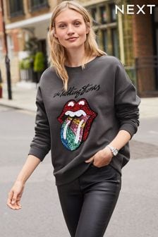 Rolling Stones Black Sequin License Graphic Sweatshirt (977508) | £35