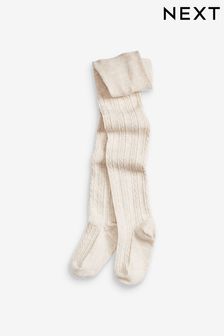 Oatmeal Cream Cotton Rich Cable Tights (978886) | £5 - £7