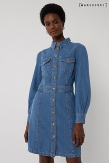 warehouse western midi denim dress