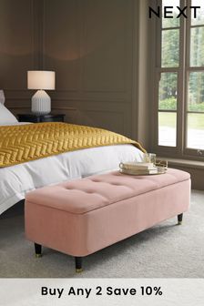 Opulent Velvet Blush Pink Stella Upholstered Storage Ottoman Bench (980306) | £199