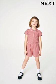 Red Cotton Rich Gingham School Playsuit (3-14yrs) (980521) | £9 - £15
