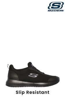 Skechers® Black Squad Slip Resistant Trainers Wide Fit