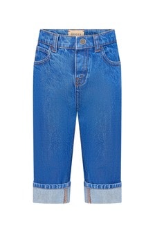 GUCCI Kids Baby Girls Blue Cotton Jeans