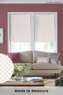 Coral Pink Wickerwork Made to Measure Roman Blinds
