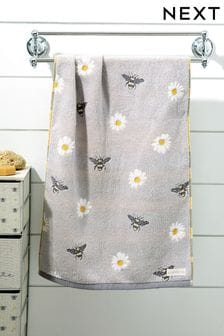 Grey Bee And Daisy Towel (988228) | £10 - £20
