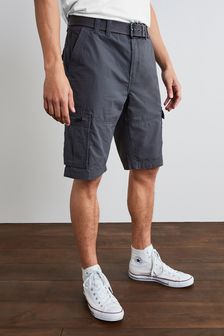 Charcoal Grey Belted Cargo Shorts (990242) | £30