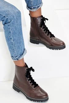 Forever Comfort® Leather Lace-Up Boots