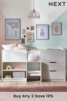 White Compton Kids Wooden Cabin Bed Frame (992128) | £425