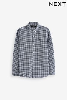 Navy Blue Gingham Long Sleeve Atelier-lumieresShops Oxford Shirt (3-16yrs) (993846) | £14 - £19