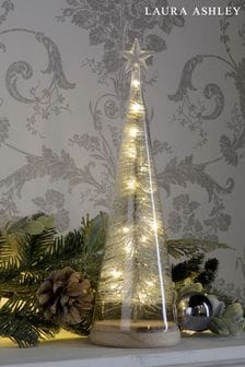 Silver Lit Glass Tabletop Christmas Tree