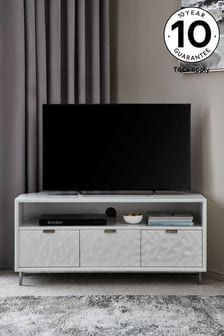 Mode White Gloss Textured Corner TV Stand