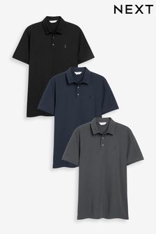 Blue/Grey/Black Jersey Polo Shirts 3 Pack (998113) | £40