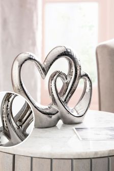 Silver Ceramic Heart Ornament