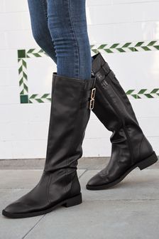 Forever Comfort® Buckle Knee High Boots
