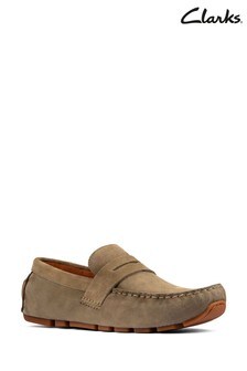 Clarks Olive Suede Oswick Penny Shoes