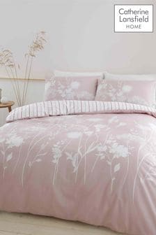 Catherine Lansfield Blush Pink Meadowsweet Floral Duvet Cover and Pillowcase Set (A00051) | £16 - £32