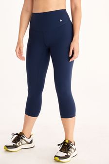 Navy Blue Next Active Sports Tummy Control High Waisted Mid Length Sculpting Leggings (A00163) | £24