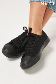 ladies black canvas trainers