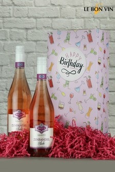 Le Bon Vin Happy Birthday Zinfandel Rosé Wine Gift Box