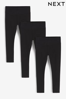 Black High Waist Leggings 3 Pack (3-16yrs) (A02307) | £16 - £24