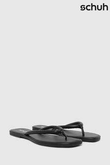 Schuh Black Tassy Toe Post Sandals