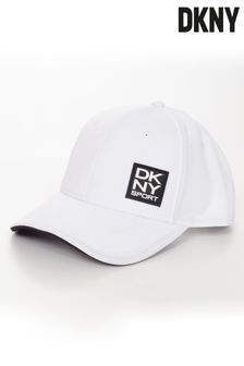 DKNY Sports Mens White Square Rubber Badge Cap