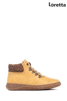 Loretta Yellow Leather Ladies Ankle Boots