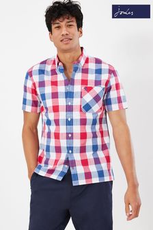 Joules Wilson Blue Short Sleeve Classic Fit Check Shirt
