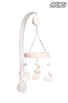 Mamas & Papas Pink Welcome to the World Floral Swan Musical Cot Mobile