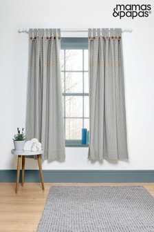 Mamas & Papas Blue Welcome to the World Tab Top Farm Curtains